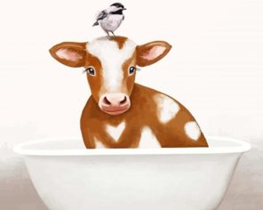 Cow In Bathtub paint by numbers