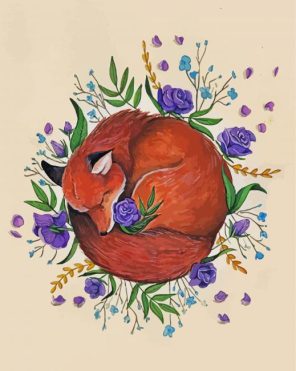 Floral Fox Art paint by numbers