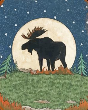 Moose And Moon Paint By Numbers