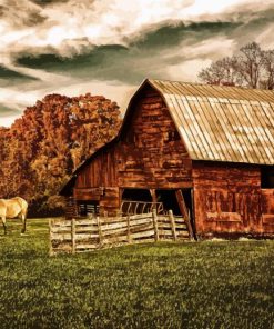 Barn And Horses Paint By Numbers