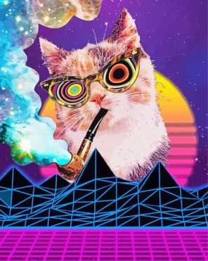 Retro Cat Smoking Pipe paint by numbers