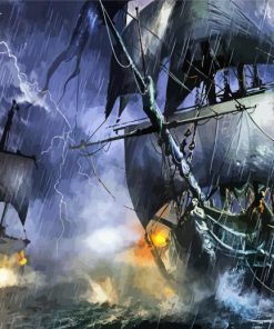 Sea Battles Under Rain paint by numbers