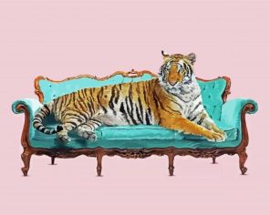 Tiger On Sofa Paint By Numbers