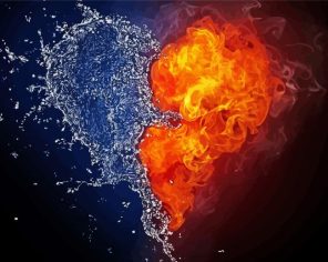 Water And Fire Heart paint by numbers