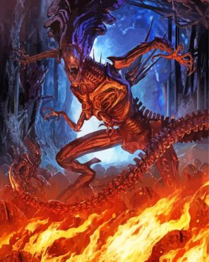 Xenomorph On Fire Paint By Numbers