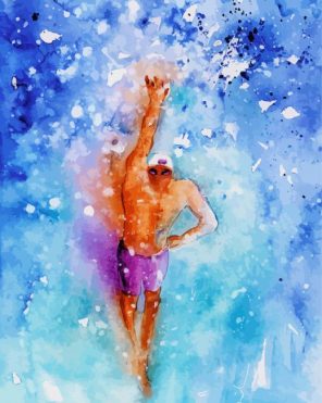 Abstract Swimming Man paint by numbers