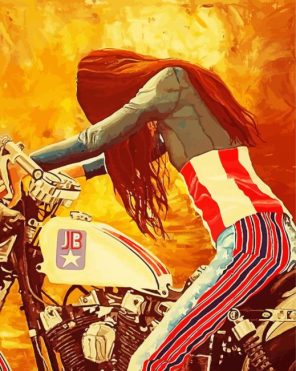 Woman On Motorcycle paint by numbers