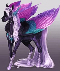 Aesthetic Black And Purple Mythical Horse paint by numbers