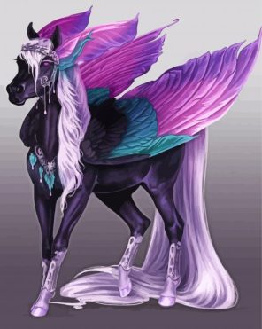 Aesthetic Black And Purple Mythical Horse paint by numbers