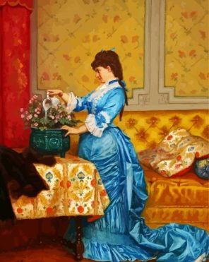 Lady With Blue Dress Paint By Numbers