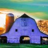 Barn With Silhouette Paint by Numbers