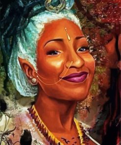 Older Afro Woman Paint by Numbers