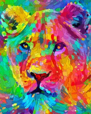 Colorful Lioness Paint By Paintings