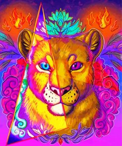 Colorful Lioness paint by numbers