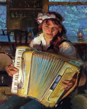 Girl Playing Accordian Paint By Numbers