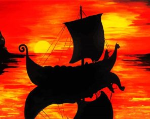 longboat On Sunset Paint by Numbers