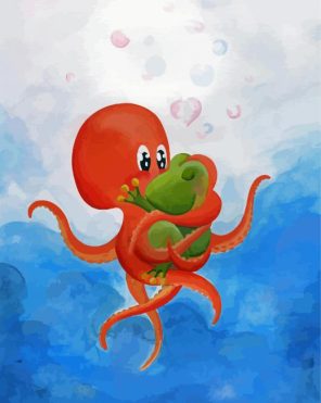 Octopus Kissing Frog Art paint by numbers