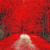 Red Trees And Road paint by numbers