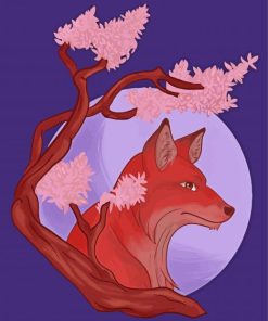 Foxes And Sakura Paint By Numbers