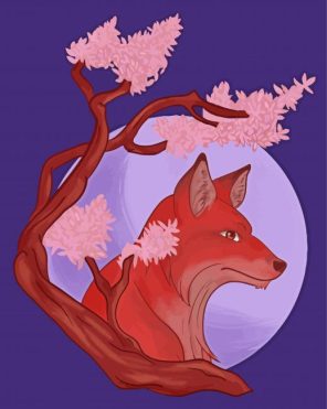 Foxes And Sakura Paint By Numbers