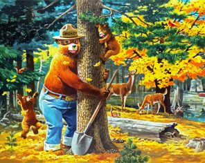 Smokey Bear Forest Paint By Numbers