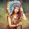 Women Native American With Feathers paint by numbers