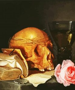 Roses With A Book And Skull paint by numbers