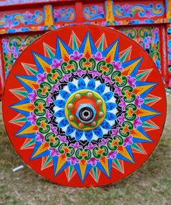 Colorful Ox Cart Wheel paint by numbers