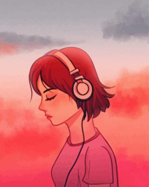 Girl Listening To Music Paint By Numbers