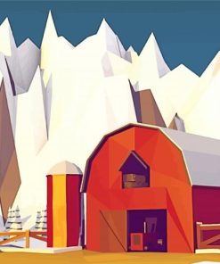 Barns With Snow Paint By Numbers