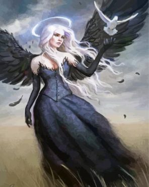 Black Angel And Bird paint by numbers