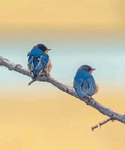 Blue Birds On Branch Paint By Numbers