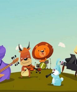 Cartoon Animals Music paint by numbers