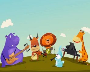 Cartoon Animals Music paint by numbers