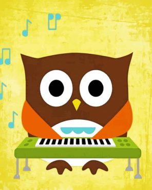 Owl Playing Piano paint by numbers