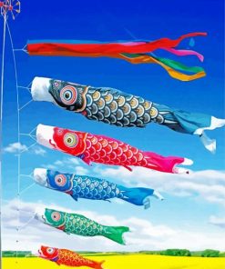 Colorful Japanese Windsock paint by numbers