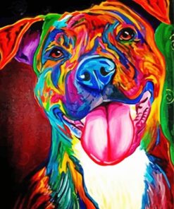 Colorful Staffy Dog paint by numbers