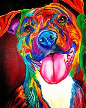 Colorful Staffy Dog paint by numbers