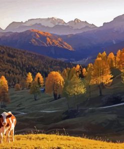 Cute Cows Fall Scene paint by numbers