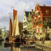 Dutch Bargerv In Canal Paint By Numbers