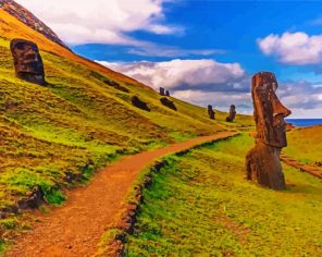 Easter Island Landscape paint by numbers