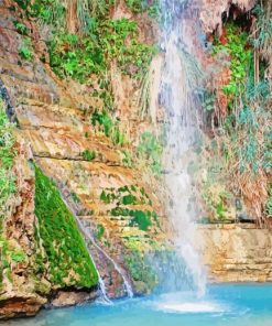 Israel Ein Gedi Waterfall paint by numbers