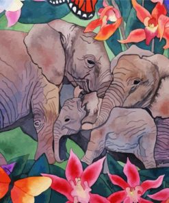 Elephant Family Grief paint by numbers