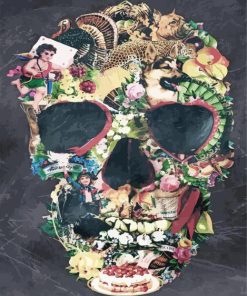 Cool Floral Skull paint by numbers