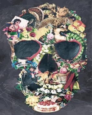 Cool Floral Skull paint by numbers