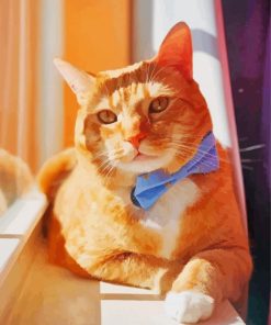 Cat With Blue Bow Tie paint by numbers