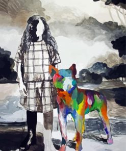 Girl With Rainbow Dog paint by numbers