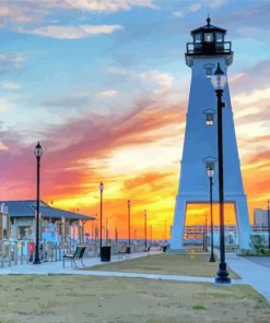 Gulfport Lighthouse Sunset paint by numbers