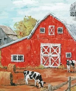 Red Barnyard Art paint by numbers