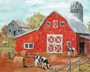 Red Barnyard Art paint by numbers